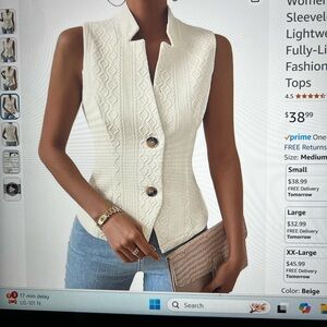 Elegant Cream Sleeveless Jacket